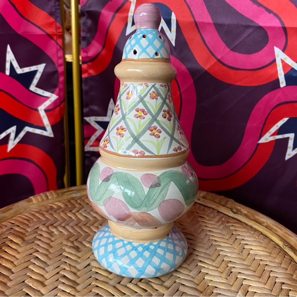 Vintage Mackenzie Childs Sugar Shaker Monet Ceramic Pottery Hand Painted Floral - Picture 3 of 9